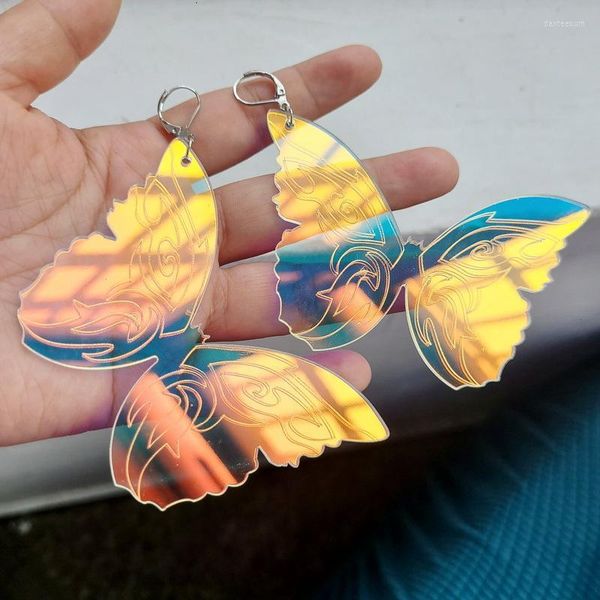 Pendientes colgantes inusual acrílico mariposa grande para las mujeres fresco colgante color cambiado declaración divertido pendiente femenino pendientes de moda 2023 Cha