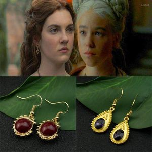 Boucles d'oreilles Dangle US TV Drame Alicent Hightower Protagoniste Cosplay Goutte D'eau Boucle D'oreille Or Couleur Incrusté Violet Cristal Bijoux Pour Femmes Fans