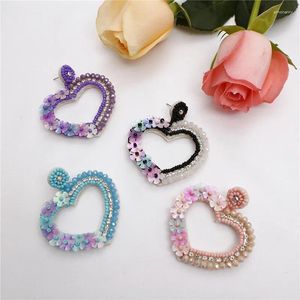 Boucles d'oreilles pendantes Saint Valentin Cadeau perlé Coeur Bleu Rose Noir Violet Déclaration pour elle