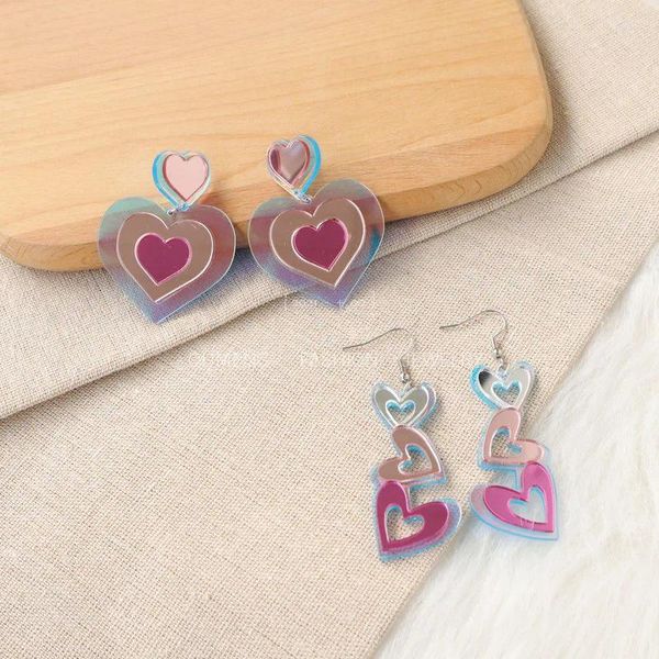 Pendientes colgantes Día de San Valentín lindo Y2k Aros brillo acrílico amor pendiente en forma de corazón joyería para mujer 14 De Febrero Regalo Novedades