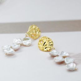 Boucles d'oreilles pendantes Vanssey, bijoux de luxe à la mode, pétale Keshi, perle naturelle baroque, accessoires de fête de mariage pour femmes, 2023