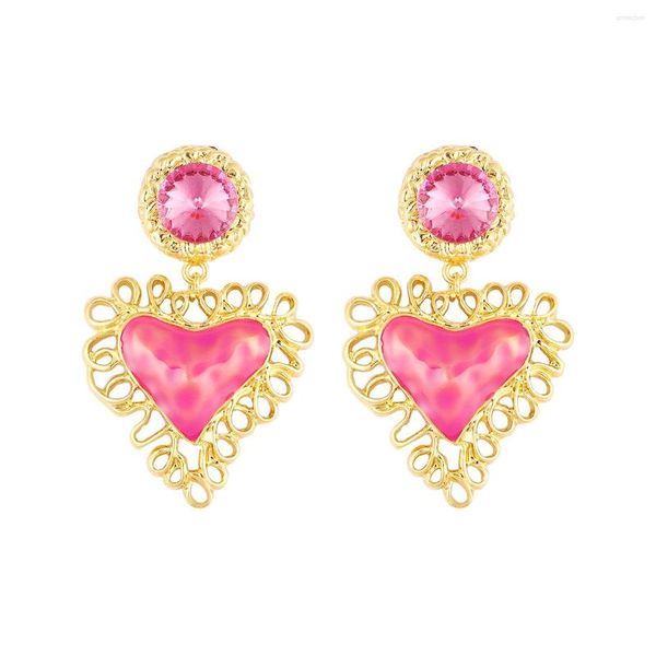 Boucles d'oreilles pendantes Vedawas cristal pierre embelli métal pour les femmes saint valentin amour coeur goutte beaux bijoux en gros