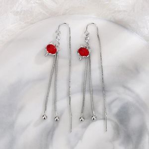 Pendientes colgantes Ventfille de Plata de Ley 925 con borlas para mujer y niña, regalo, línea Auricular, granate, Animal, joyería de moda