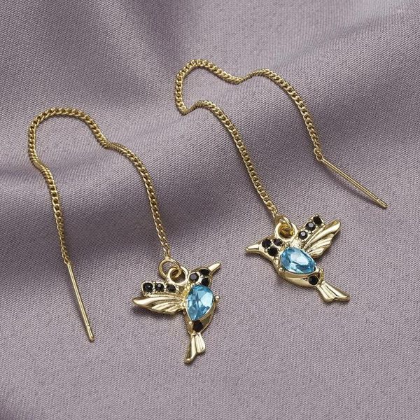 Boucles d'oreilles pendantes VENTFILLE Rouge Bleu Cristal Oiseaux Long Gland Goutte Vintage Animal Design Colibri Pendentif Bijoux