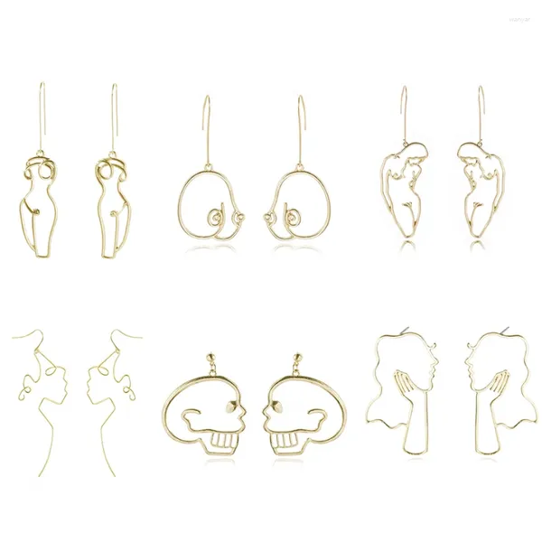 Pendientes colgantes VG 6YM estilo Punk gota de cuerpo para mujeres Retro abstracto ahueca hacia fuera declaración mano Metal moda pendiente joyería