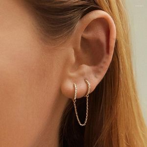 Boucles d'oreilles pendantes Vienkim 2023 Simple métal asymétrie longue gland pas de Piercing oreille manchette cristal crochet Clip pour femmes bijoux cadeau