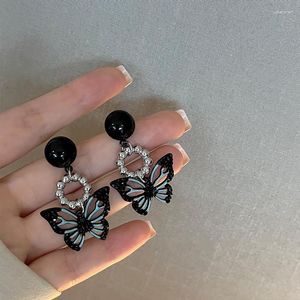 Boucles d'oreilles pendantes Vintage des années 90 en alliage papillon noir pour femmes et filles, tendance Harajuku Cool Hip Hop Animal, bijoux esthétiques 2023