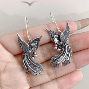 Dange oorbellen Vintage 925 Sterling Silver Phoenix Drop for Women Ethnic Statement Handmade Bird Ear Hook Jewelry EH190