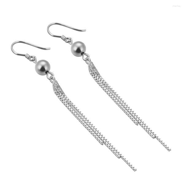 Dangle Boucles D'oreilles Vintage 925 En Argent Sterling Ronde Longue Boîte Fil Gland Goutte Pour Les Femmes Brillant Géométrique Coréen Boucle D'oreille Bijoux De Mode