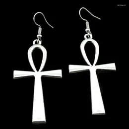 Pendientes colgantes Vintage Ankh Cross Cross Ancient Egipcio Silver Color Femenino Y2K Accesorios de joyería estética 2024