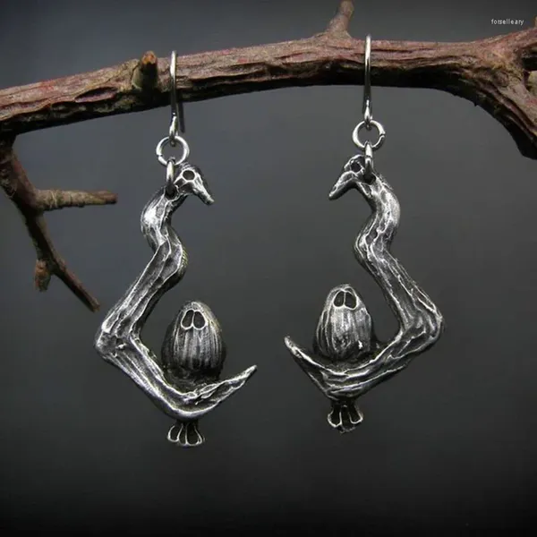 Boucles d'oreilles en peluche vintage Bird géométrique Silver Color Branch Drop créatif Retro Jewelry Bohemian Animal Accessoires Cadeaux