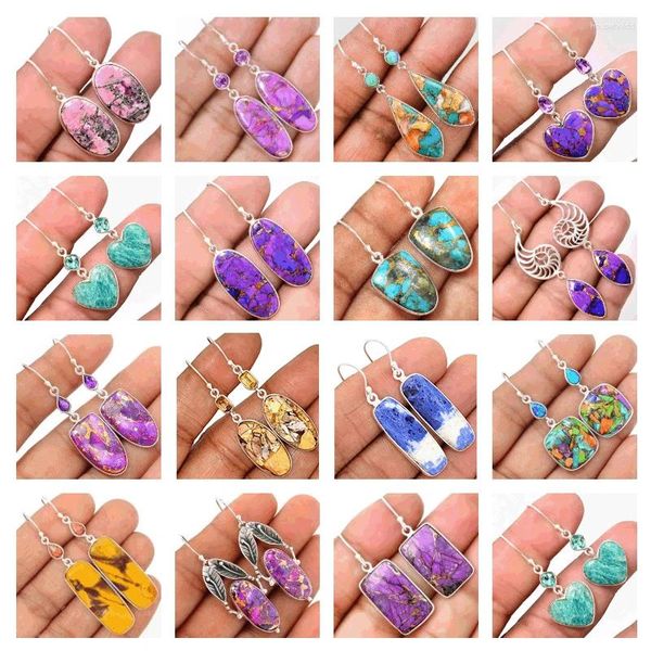 Pendientes colgantes vintage boho piedra amarilla para mujeres hipoalergénico hecho a mano occidental adolescente niñas joyería