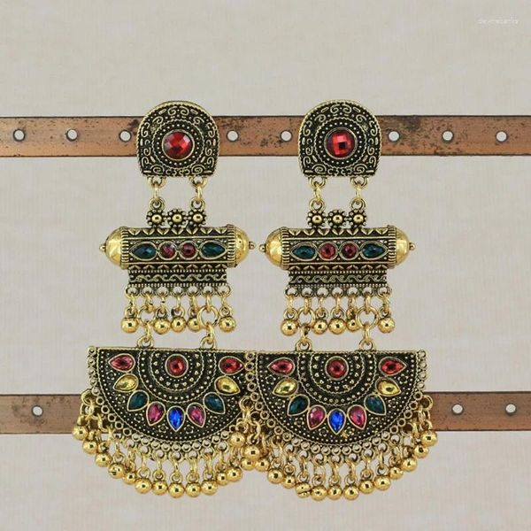 Boucles d'oreilles pendantes Vintage Bollywood mexique gitane Boho cloche anneaux d'oreille traditionnel Jhumka Jhumki pour femmes et filles 2 couleurs