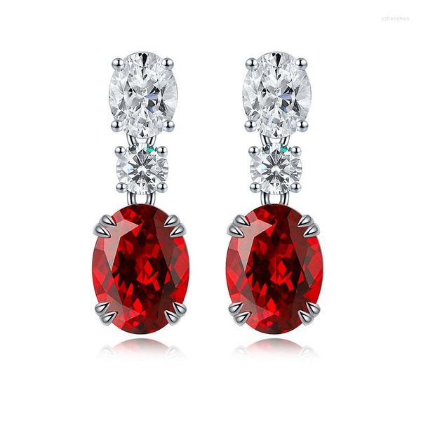 Pendientes colgantes Vintage Charm Drop Lab creado cuentas de zafiro rubí colgante de plata de ley 925 para mujer regalo de Navidad