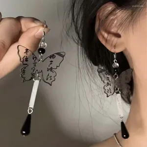 Boucles d'oreilles pendantes Vintage Style chinois Transparent papillon acrylique longue goutte pour femmes Lnk peinture boucle d'oreille suspendue bijoux à la mode