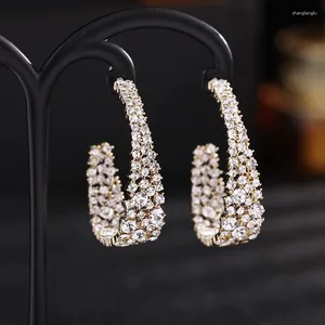 Boucles d'oreilles pendantes Vintage en cuivre micro incrusté de zircone cubique exagérée européenne et américaine en forme de C cadeaux de boucles d'oreilles en gros vêtements