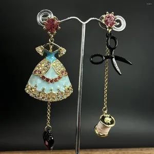 Boucles d'oreilles en peluche vintage mignon de jupe de ballet robe cristal ballerine légère étalon de boucle d'oreille de luxe pour femmes