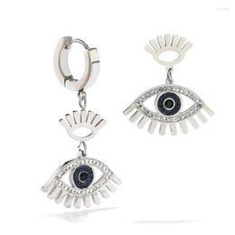 Boucles D'Oreilles Pendantes Vintage Oeil du Diable Asymétrique Titane Acier