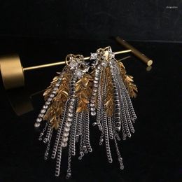 Boucles d'oreilles en peluche en jeu d'écouteur vintage avec strass diamants en cuivre multi-brins