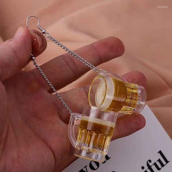 Pendientes colgantes Vintage para mujer, pequeña botella de vino, Mini Vodka, bebida transparente, Clip para oreja