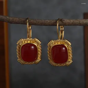 Boucles d'oreilles en peluche géométrie vintage gemme Bohemienne fille décontractée mariage doré fabriqué à la main et unique pour l'anniversaire d'une fille