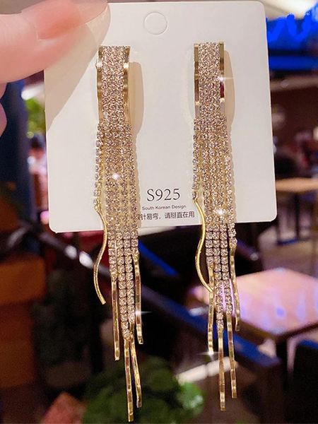 Pendientes colgantes de la barra de color dorada Vintage Presión larga Drop para mujeres Arco brillante Geométrico Último 2024 Joyas de moda Hanging