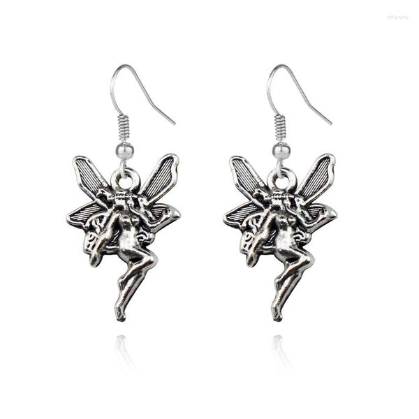 Boucles d'oreilles pendantes Vintage gothique lesbienne ange fée mode pendentif pour femmes bijoux cadeau Antique argent couleur accessoires