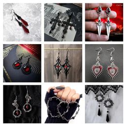 Boucles d'oreilles pendantes Vintage gothique Vampire sorcière noir Rose boucle d'oreille pour femmes fête de vacances créative bijoux personnalisés accessoires Halloween