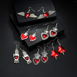 Boucles d'oreilles pendantes Vintage gothique Vampire sorcière coeur rouge pour femmes fête de vacances créative accessoires bijoux personnalisés