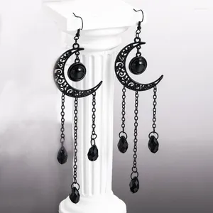 Boucles d'oreilles pendantes Vintage gothique Vampire sorcière lune noire pour femmes 2023 accessoires de bijoux personnalisés créatifs pour fête d'Halloween