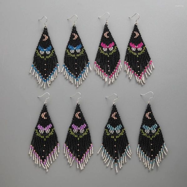 Boucles d'oreilles pendantes Vintage bijoux accessoires bohême coloré perles faites à la main papillon gland ethnique Boho perlé femmes goutte à la mode