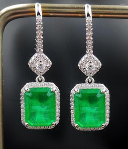 Dangle Oorbellen Vintage Lab Emerald Diamond Earring 925 Sterling Zilveren Bruiloft Drop Voor Vrouwen Belofte Engagement Sieraden