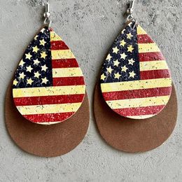 Boucles d'oreilles pendantes Vintage imprimé léopard Western Denim gouttes motif drapeau américain pour femmes Tribal exagéré