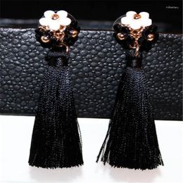 Pendientes colgantes Vintage Long Tassel para mujeres Flor Corea exagerada 3 colores Drop Parring Jewelry Accesorios