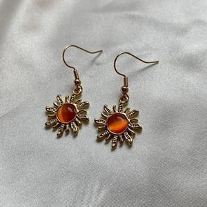 Boucles d'oreilles pendantes Vintage opale fleur de soleil crochet d'oreille pour femmes filles couleur or géométrique mode bijoux délicats cadeau