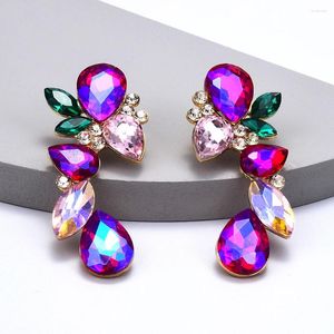 Boucles d'oreilles pendantes Vintage en strass pour femmes, bijoux de luxe en cristal, à la mode, cadeaux, vente en gros