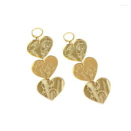 Pendientes colgantes Vintage espejo dorado brillante Enamorarse acrílico largo Mini corazón de melocotón exagerar encantador verano 2022