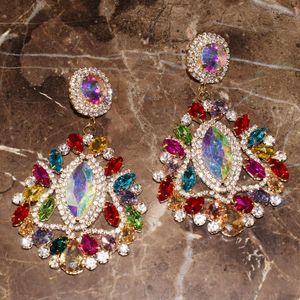 Bengle oorbellen vintage glanzende strass big waterdruppel voor vrouwen sieraden boetiek avondjurkverklaring accessoires