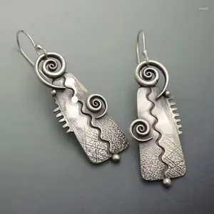 Boucles d'oreilles pendantes Vintage en spirale, Design géométrique gitane pour femmes, accessoires couleur argent, crochet en métal, bijoux 2023