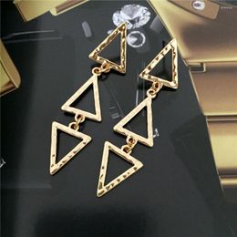 Bengle oorbellen vintage stijl sieraden gehamerd effect driehoek gekoppelde druppel voor vrouwen bohemia casual moderne geometrische stijlvolle decoratie