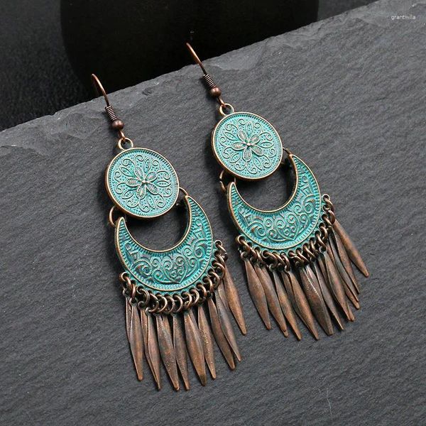 Boucles d'oreilles pendantes Vintage soleil lune Bronze gland goutte pour femmes bohème ethnique concepteur bijoux accessoires esthétiques en gros