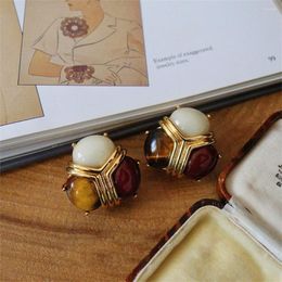 Boucles d'oreilles en peluche vintage Jade Agate Elliptical Incrutic Eart Clip pour la fille des femmes sans trou de bijoux accessoires