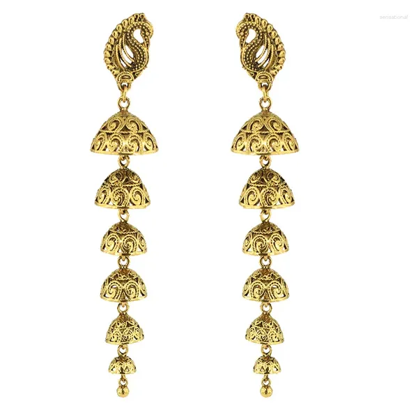 Boucles d'oreilles pendantes Vintage Tribal gitane longues cloches suspendues pour femmes bohème ethnique alliage paon goutte fête bijoux cadeau