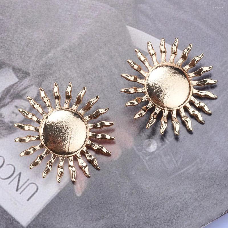 Dangle Earrings Vintage Unique Big Punk Metal Sun Flower Shaped Statement Fashion Jewelry Gifts