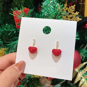 Boucles d'oreilles pendantes Vintage pour femmes, cristal rouge en forme de cœur, goutte mignonne, déclaration d'amour romantique, petits bijoux de saint-valentin