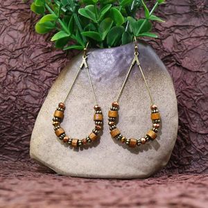 Boucles d'oreilles pendantes Vintage en bois perlé cristal pour femmes ethnique longue goutte d'eau Antique couleur or Jhumka bijoux cadeau