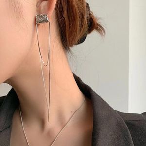 Dangle Oorbellen VSnow Verklaring Onregelmatige Kubus Rimpels Aderen Oorbel Voor Vrouwen Ins Asymmetrie Lange Metallic Kwastje Sieraden