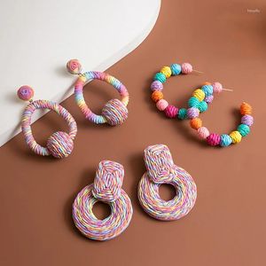 Boucles d'oreilles pendantes VSnow Design Unique bohème Lafite boucles d'oreilles faites à la main pour femmes bijoux en perles géométriques creuses