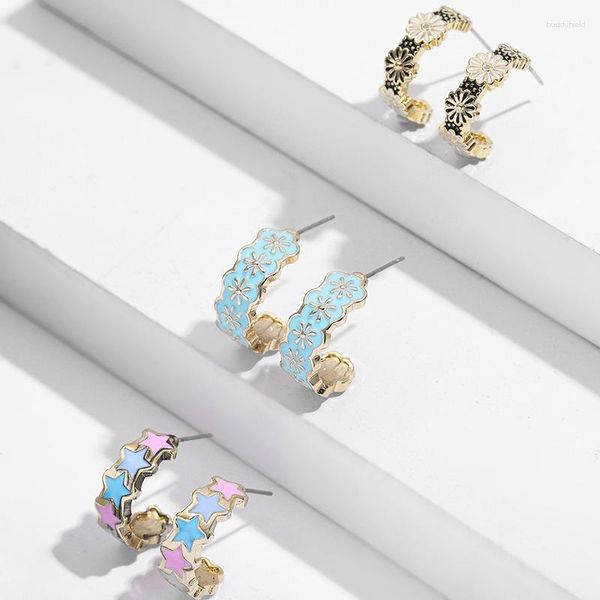 Boucles d'oreilles pendantes VSnow Unique multicolore étoile papillon fleurs pour femmes créatif oeil paume creux C forme fête bijoux