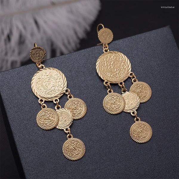 Pendientes colgantes Wando, moneda de moda para mujer, joyería africana, Color dorado etíope, pendiente más grande para boda